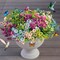 Artificial Plants Flowers for Outdoor Planters Spring Summer Decor (Mix Blue-rose-teal-green-champagne) 7"D x 7"W x 12"H